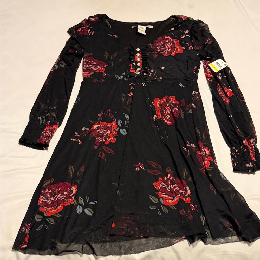 American Rag Black and Red Floral Dress
